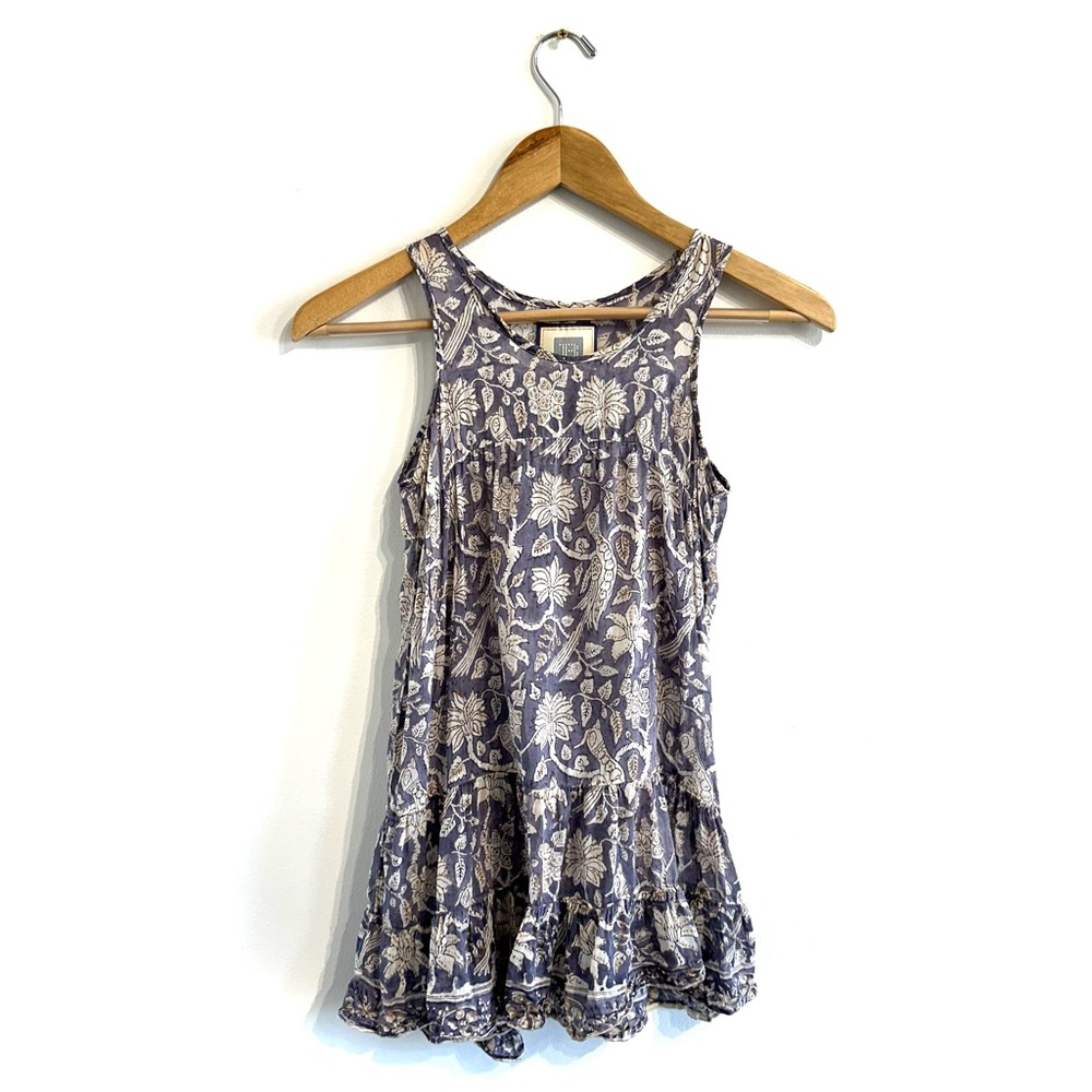 Alicia Bell tunic mini dress floral print sheer purple silk blend, Childrens 10